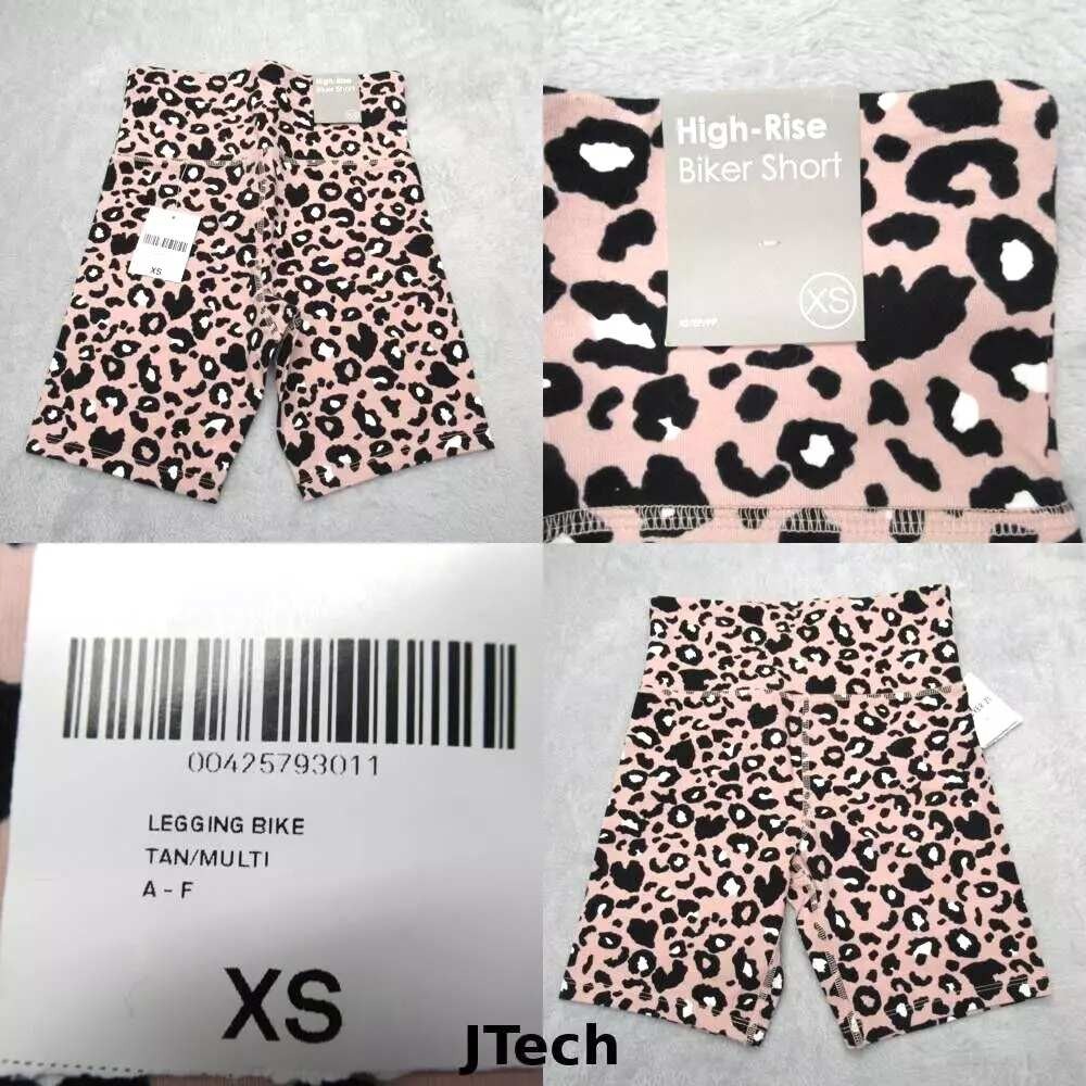 Biker Cycle Short Women XS High Rise Leopard Print Stretch 6" Wicking Active NEW